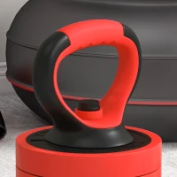 Soozier 66lbs 4-in-1 Adjustable Weight Dumbbell Set, Barbell, Kettlebell, Push Up Stand, Red(m-10)