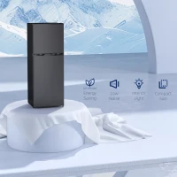 HOMCOM Double Door Mini Fridge with Freezer, 4.6 Cu.Ft Small Refrigerator with Thermostat, Shelves, Reversible Door, Black(m-6)