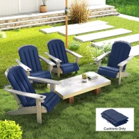 Outsunny Set of 4 Patio Chair Cushions, High Back Adirondack Chair Cushion with Ties, High-Density Foam, Navy Blue(m-1)