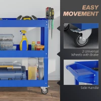 DURHAND 3 Tier Rolling Tool Cart with Wheels, 330 LBS Capacity Heavy Duty Utility Cart, Mobile Service Cart for Garage, Blue(m-5)