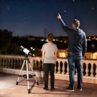 Outsunny Telescope for Adults, 70 mm Aperture 400 mm Refractor Telescope with 40X/16X, Adjustable Tripod, Bag, White(m-8)