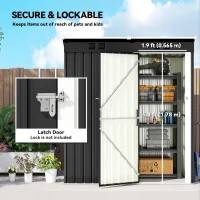 Outsunny 5 x 3 ft Outdoor Storage Shed, Lean-to Metal Garden Shed with Lockable Door and Vents, Dark Grey(m-7)