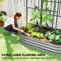 Outsunny Galvanised Raised Garden Bed with Arched Trellis, 5 x 3 x 6ft Metal Outdoor Planter Box with Open Bottom, Silver(m-4)