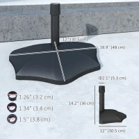 Outsunny 28 lbs Concrete Half Patio Umbrella Base Stand, Patio Umbrella Stand for 1.26"/1.34"/1.5" Umbrella Poles, Half Umbrella Base for Outdoor, Lawn, Poolside, Black(m-3)