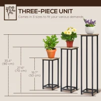 Outsunny 3 Packs Plant Stand Indoor, Metal Plant Stand Outdoor Plant Rack, Decorative Flower Display Holder for Patio Garden(m-4)