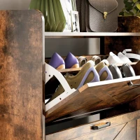 HOMCOM Narrow Shoe Storage Cabinet Farmhouse Shoe Cabinet with 3 Flip Drawers Adjustable Shelves for Entryway Rustic Brown(m-10)