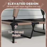 PawHut Raised Dog Bed Cooling Dog Cot w/ Canopy Washable Breathable Mesh, for Large Dogs, Coffee(m-7)