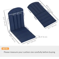 Outsunny Set of 4 Patio Chair Cushions, High Back Adirondack Chair Cushion with Ties, High-Density Foam, Navy Blue(m-3)