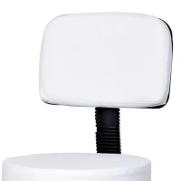 HOMCOM Adjustable Rolling Stool with Back, PU Leather Round Swivel Drafting Stool with Wheels for Kitchen, Salon Spa, Bar, Home Office, Massage, White(m-10)