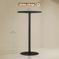 HOMCOM Round Bar Table for 2, Modern Pub Table with Steel Frame, Easy Assembly for Small Space Home Bar Cocktail Bistro, Black(m-3)