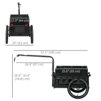 Aosom Steel Trailer for Bike, Bicycle Cargo Trailer with Foldable Storage Box and Safe Reflectors, Max Load 88LBS, Black(m-3)