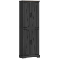 HOMCOM 72" Pantry Cabinet, Farmhouse Freestanding Kitchen Storage Cabinet with Adjustable Shelves for Dining Room, Black(m-2)