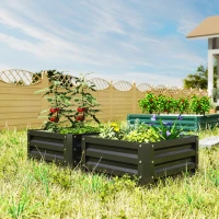 Outsunny 2' x 2' x 1' 2-Pieces Raised Garden Bed w/ Galvanised Steel Frame for Vegetables Flowers Herbs, Black(m-8)