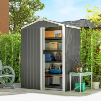 Outsunny 4.5 x 3ft Outdoor Storage Shed, Waterproof Metal Garden Shed with Lockable Door for Backyard, Patio, Lawn, Light Grey(m-1)