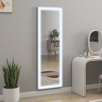 HOMCOM LED Mirror with Dimmable and 3 Colour Lights, 64" x 21" Rectangular Full Body Mirror for Bedroom Living Room, White(m-8)