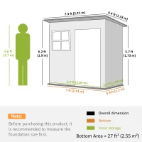 Outsunny 7' x 4' Galvanised Steel Outdoor Storage Shed, Garden Shed with Window, Lockable Wide Door and Air Vents, Warm Grey(m-3)