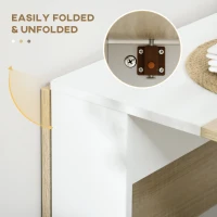 HOMCOM Drop Leaf Dining Table Wood Folding Table Multi-Use Side Table Dining Desk Space Saving Table, White/Oak(m-4)