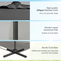 Outsunny 8'x8' Square Patio Hanging Offset Umbrella, Outdoor Cantilever Parasol w/ Cross Base, Dark Grey(m-7)