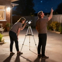 Outsunny Telescope for Adults, 70 mm Aperture 400 mm Refractor Telescope with 40X/16X, Adjustable Tripod, Bag, White(m-1)