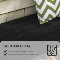 Outsunny Wooden Garden Bench, Patio Double Park Bench with Slatted Seat, Front Porch Backless Bench, Black(m-4)