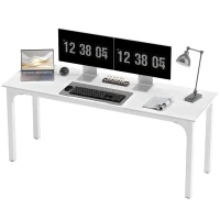 HOMCOM 71" Computer Desk, Desktop Desk with Metal Legs, White(m-2)