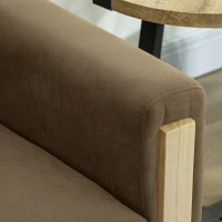 HOMCOM 53" Loveseat Sofa, Small 2 Seater Couch with Solid Wood Legs, Modern Velvet Sofa for Living Room, Small Spaces,Brown(m-10)