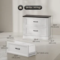 HOMCOM Lateral Filing Cabinet, Farmhouse File Cabinet with 2 Silent Drawers for Letter/A4/Legal Size Files, White(m-3)