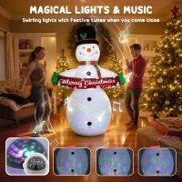 Outsunny 7FT Christmas Inflatables Snowman with Motion-Activated Music and Projector LED Light, Blow Up Inflatable Decoration(m-4)
