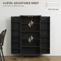 HOMCOM 47" Kitchen Pantry Storage Cabinet, Farmhouse Kitchen Pantry Cabinet with Adjustable Shelves and Door Shelves, Black(m-6)