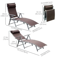 Outsunny Heavy-duty Adjustable Folding Reclining Chair Outdoor Sun Lounger Patio Chaise Lounge Garden Beach Gravity Lounge with Pillow, 7 Adjustable Backrest Positions, Brown(m-3)