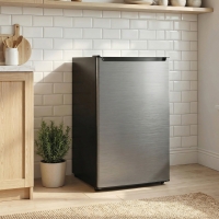 HOMCOM 2.1 Cu. Ft. Mini Freezer, Compact Upright Freezer with Reversible Door, Removable Shelf, Adjustable Temperature, Silver