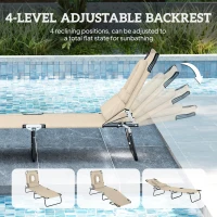 Outsunny Outdoor Lounge Chair, Garden Folding Chaise Lounge w/ Adjustable Backrest, Face Hole and Support Pillow, Beige(m-4)