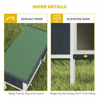 PawHut Wooden Outdoor Rabbit Hutch for Small Pet w/ Slide-out Tray, Openable Roof, 35" W x 18" D x 26" H, Dark Grey(m-7)