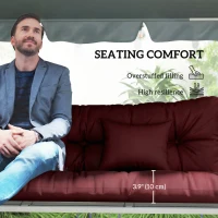 Outsunny 4-Piece Back and Seat Cushion Pillows Replacement and Pillows, Patio Chair Cushions Set with Ties, Wine Red(m-6)