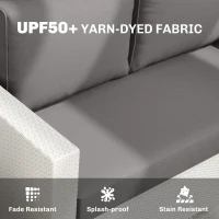 Outsunny 2 Seater Outdoor Seat Cushions with Backrest, Loveseat Double Sofa Outdoor Furniture Cushions, Light Grey(m-5)