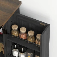 HOMCOM 47" Kitchen Pantry Storage Cabinet, Farmhouse Kitchen Pantry Cabinet with Adjustable Shelves and Door Shelves, Black(m-10)