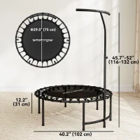 Soozier 40" Foldable Rebounder Trampoline ,Mini Trampoline Indoor with Adjustable Handle, Quiet and Safe Bungee Rebounder,Black(m-3)