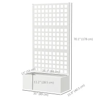 Outsunny Galvanized Raised Garden Bed Planter Box with Trellis for Climbing Plants, Vegetable, Vines, 35" x 16" x 70", White(m-3)