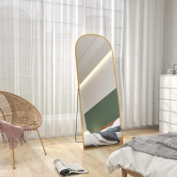 HOMCOM Arched Standing Mirror, 64" x 24" Full Length Mirror, Free Standing or Wall Mounted for Living Room, Bedroom, Gold(m-9)