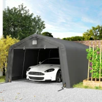 Outsunny 12' x 20' Portable Garage, Heavy Duty Carport Canopy with Ventilation Windows and Large Roll-up Door, Dark Grey(m-8)