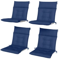 Outsunny Patio Chair Cushions Set of 4, Waterproof Non-Slip Lounge Chair Cushions, 44"x21", Navy Blue(m-2)