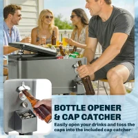 Outsunny 80 Quart Rolling Patio Cooler Cart with Storage Shelf, Patio Cooler with Locking Wheels, Bottle Opener & Cap Catcher(m-9)