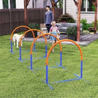PawHut Dog Agility Training Equipment, 4 PCS Obstacle Course with Carrying Bag for Old Dogs, for Backyard, Outdoor, Blue(m-9)