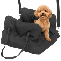 PawHut Dog Car Seat for Small Pets, Dog Booster Car Seat with Cushion and Storage Pockets, Machine Washable, Black(m-11)