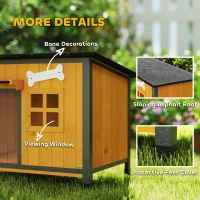 PawHut Outdoor Dog House with Anti-Chewing Steel Frame, Openable Roof, Removable Floor, Door Curtain, Yellow(m-9)