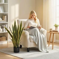 Outsunny 30" Artificial Snake Plant with 21 Leaves in Pot, Decorative Fake Plant for Home, Office, and Living Room, Green(m-9)