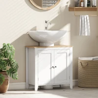 kleankin Bathroom Sink Vanity Unit, Under Sink Bathroom Cabinet with U-Shape Design and Adjustable Shelf, White(m-1)