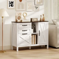 HOMCOM Lateral Filing Cabinet with Drawers, Shelves, Adjustable Hanging Bar for Home Office, Fit A4/Letter Files, White(m-10)