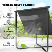 Outsunny Outdoor Patio Chair, Comfy Sling Lounge Chair with Cushion, Breathable Wide Seat, Steel Frame, Dark Grey(m-6)