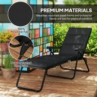 Outsunny Foldable Lounge Chair, Reclining Patio Sun Lounger with 6-Position Adjustable Back, Black(m-7)